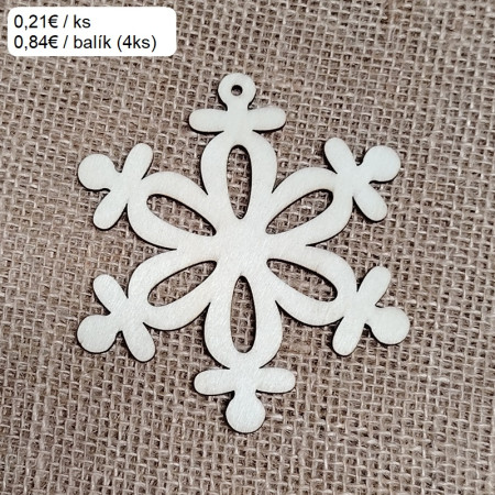 Vianočná drev. dekorácia Vločka / 3107